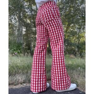 Vintage Levis 60s Big E Flare Red Pants Denim Jeans Boot Cut 517 Checkerboard